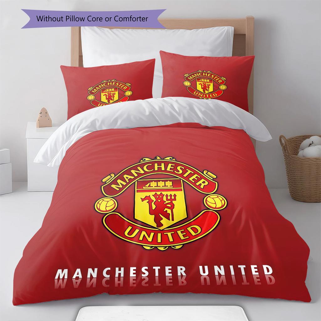 Man Utd Bedding Quilt Set Quilt Cover Pillowcase Home Decoration Birthday Gift (1 * duvet cover + 2 * pillowcase, without core)