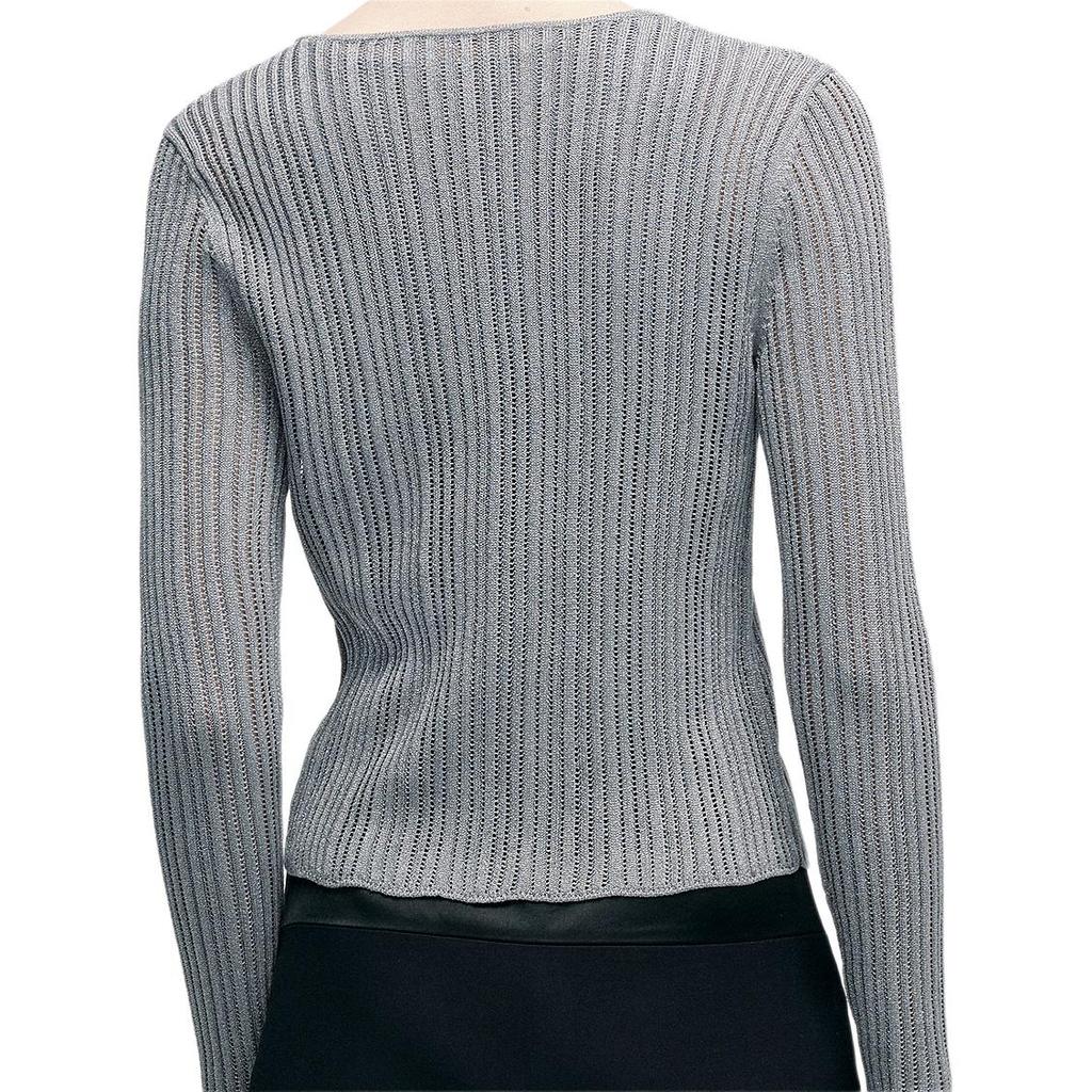Karl Lagerfeld French Elegant Daily Office Commuting Dating Outfit Light Luxury Texture Knit Sweater Women tops Gray K26L2203