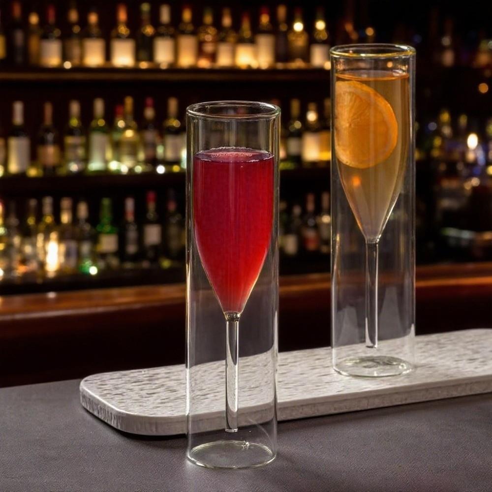 Shatter-Resistant Champagne Glasses Double Wall Bubble Wine Cup Bar Tool Glass Drink Cup  Weddings