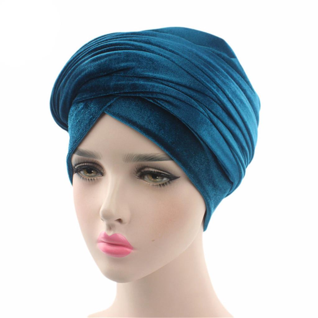 Multi Usage Velvet Turban Head Wrap Scarf Extra Long Tube Head Scarf Tie Pleated Velvet Turban