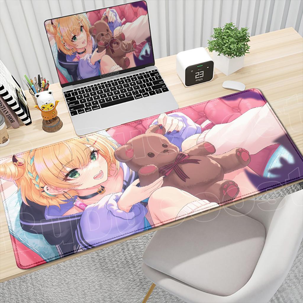 Anime Girl Office Keyboard Accessories Large Table Gaming Carpet Hololive Cute Kurumi Noah Mousepad XXL Locking Edge Desktop Mat
