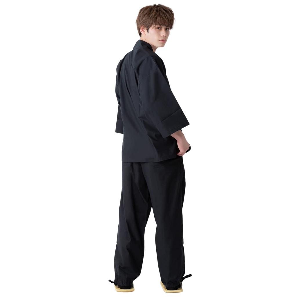 KIMONOMACHI Men's Samue Kimono, Year-Round, Black, Size L, Perfect Gift for Father's Day or Respect for the Aged Day