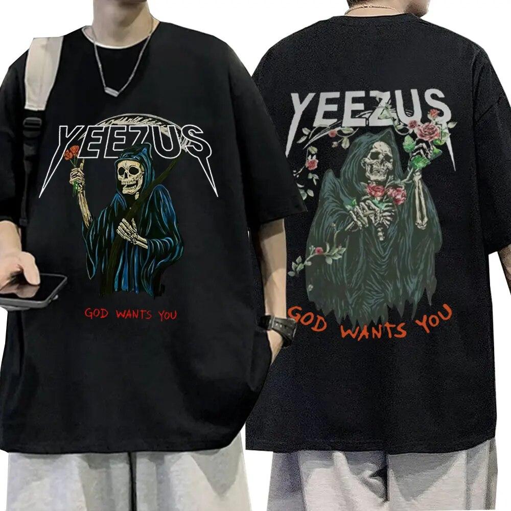 

Рэппер Канье Уэст, музыкальный альбом, футболка с рисунком, мужская футболка из 100% хлопка с короткими рукавами, унисекс, футболки большого размера в стиле Харадзюку, уличная одежда