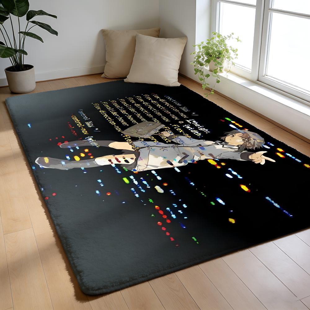 Anime S-Serial Experiments Lain Floor Mat Soft Flannel Floor Mat Non-Slip Absorbent Rug For Home Bedroom Bathroom