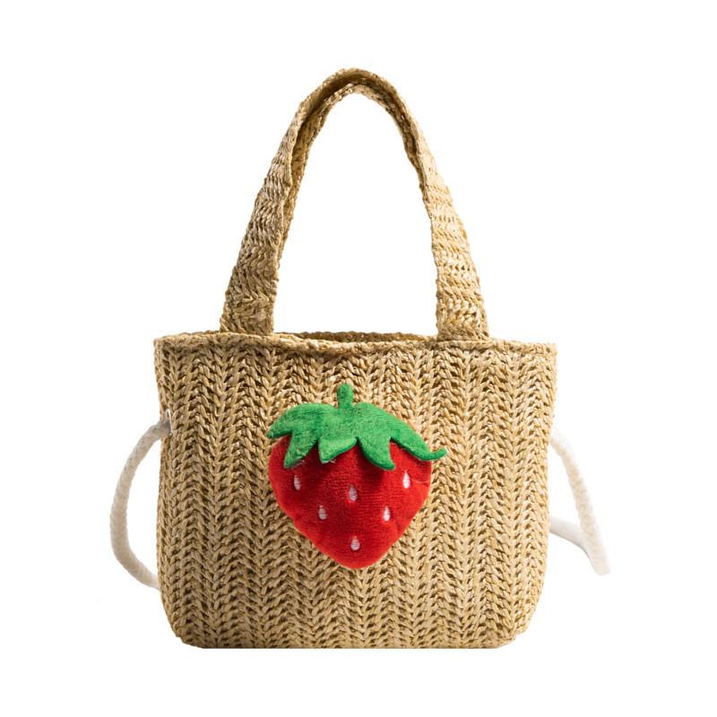 Woven Beach Strawberry Bag Bow Shaped Crossbody Bag Suitable For  Outdoor Travel