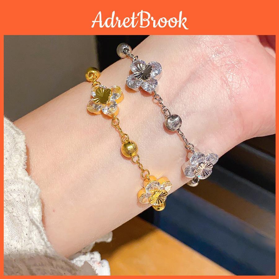 Fashion Jewelry Floral Zircon Stone Bracelet With Copper Material For Women