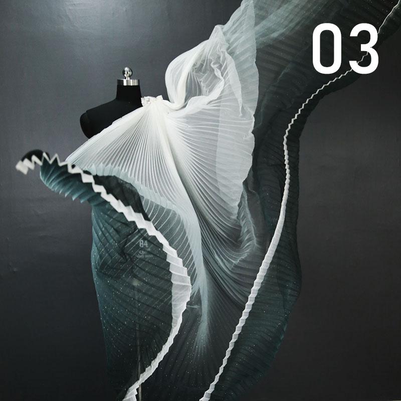 Gradient Plissee Mesh Stoff Akkordeon Plissee Stoff Für DIY Kleid Bühne Kostüm Hanfu Mode Hintergrund Decor Designer Stoff