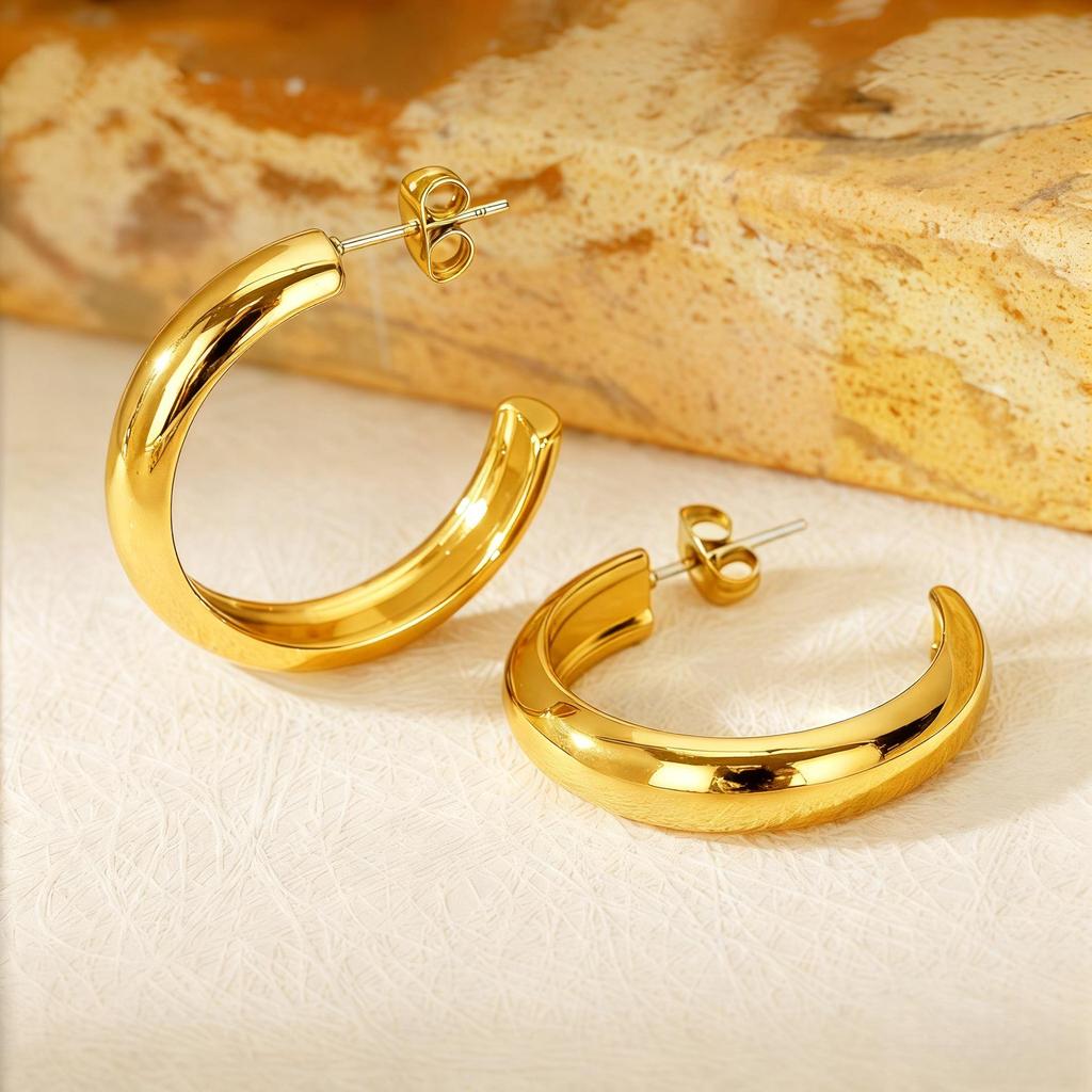 Titanium Steel Light Luxury Colorfast Hoop Earrings with High-End Feel