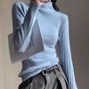 Damen Blauer Rollkragen Strick Baselayer Herbst Winter High-End Slim Fit Pullover Top