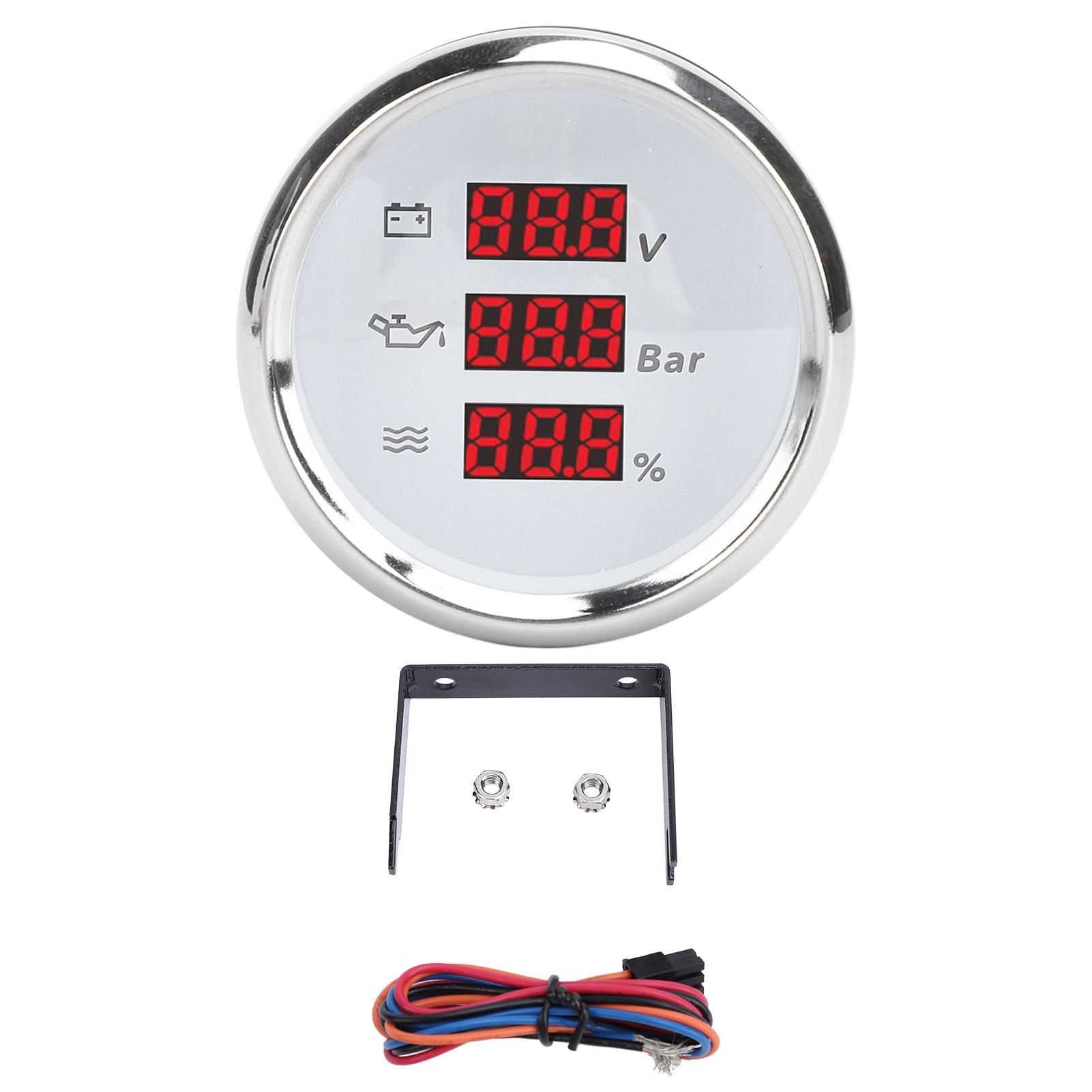 52mm Digital Voltage Oil Pressure Water Level Gauge Waterproof Red Backlight Oil Pressure Water Level Voltmeter for