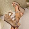 Wedge and Bow Sandals for Women's Summer Fashion with a Single Buckle Strap and Thick Soled Sandals