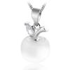 Apple Cat's Eye Stone Necklace with Rose Quartz, Silver, and Moonstone Pendants