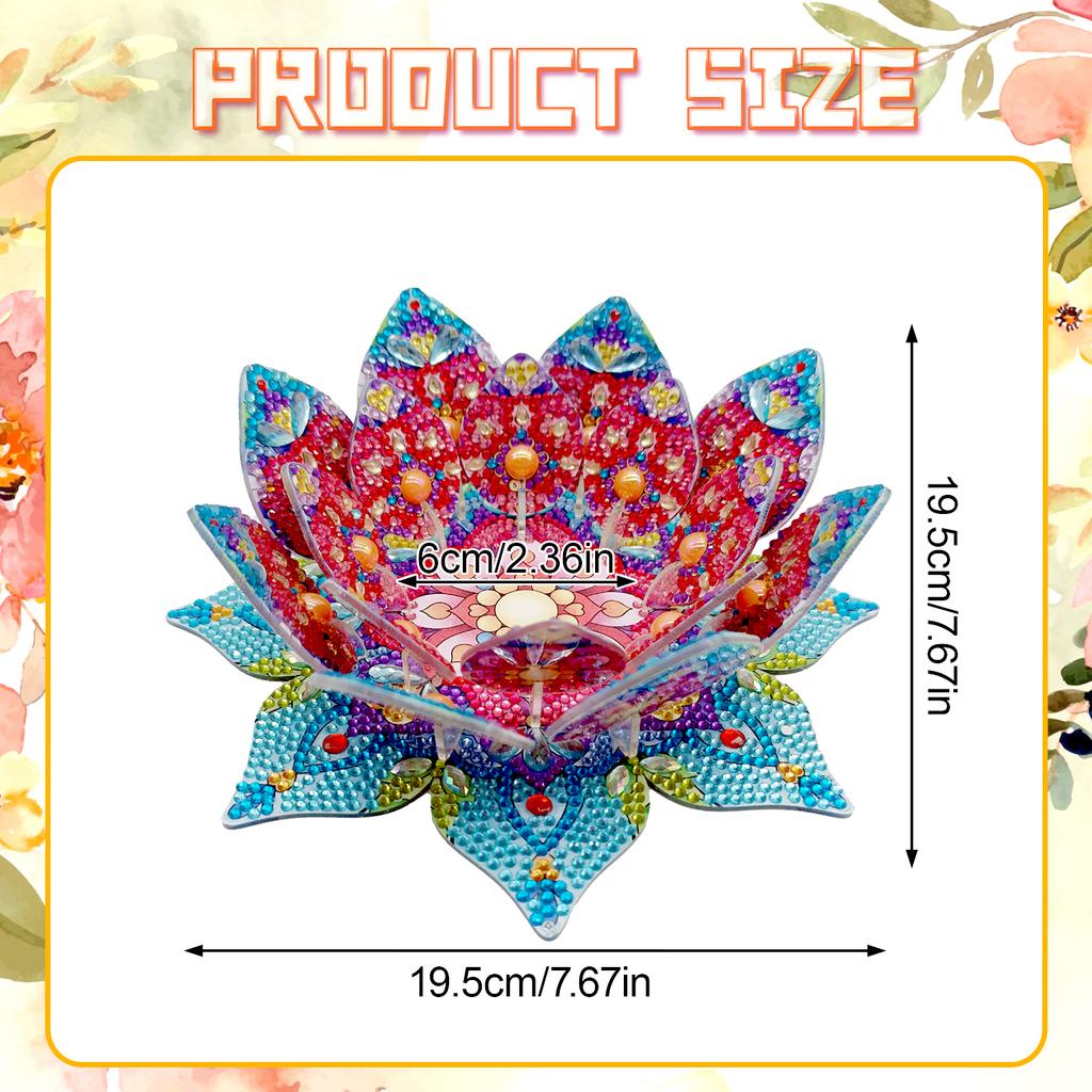 Lotus Candlestick DIY Diamond Art Desk Ornaments Diamond Painting Table Ornaments for Adult Beginner Home Office Decor