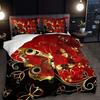 3pcs Red Rose Golden Butterfly Bedding Set Luxury Butterfly Duvet Cover Set Romantic Themed Quilt Cover Set Elegant Design