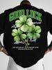 Sommer Street Style Neues vierblättriges Kleeblatt-Print T-Shirt in lockerer lässiger Passform für den täglichen lässigen Gebrauch Herren Reiner Baumwolle Kurzarm