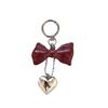 Acrylic Red Bow Keychain Circle Clip Purse Accessory Cute Bag Charm  New Year