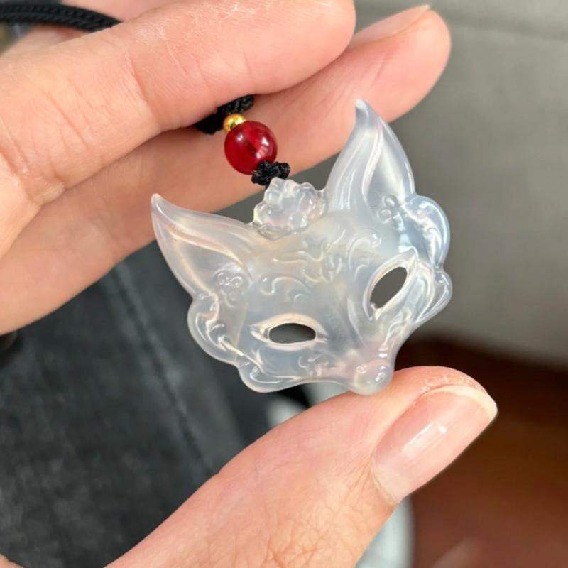 Handmade Necklace For Women Men Resin Fox Mask Pendant Kpop Braided Rope Chain Choker Fashion Jewelry