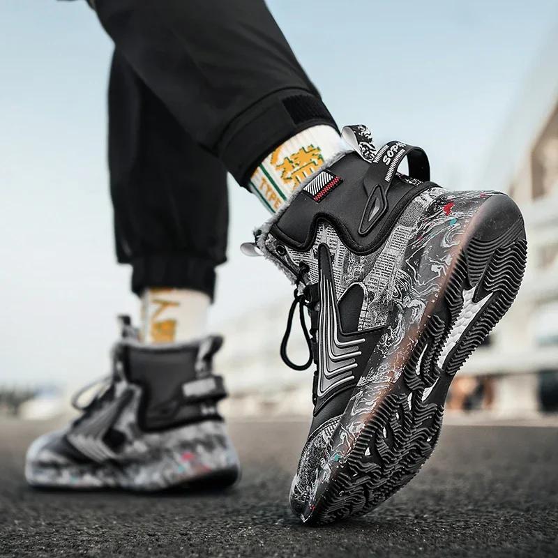 Men Boots 2024 New Winter Slippers Warm Men Shoes Waterproof Non-Slip Plush Sneakers Male Tenis Shoes Boots Men Sneakers Winter