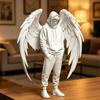 PLA Angel Decor 3D Printed Figurine, Winged Man Decorative Statue, Hoodies Desk Decoration Boys Sculpture for Home Office Shelf
