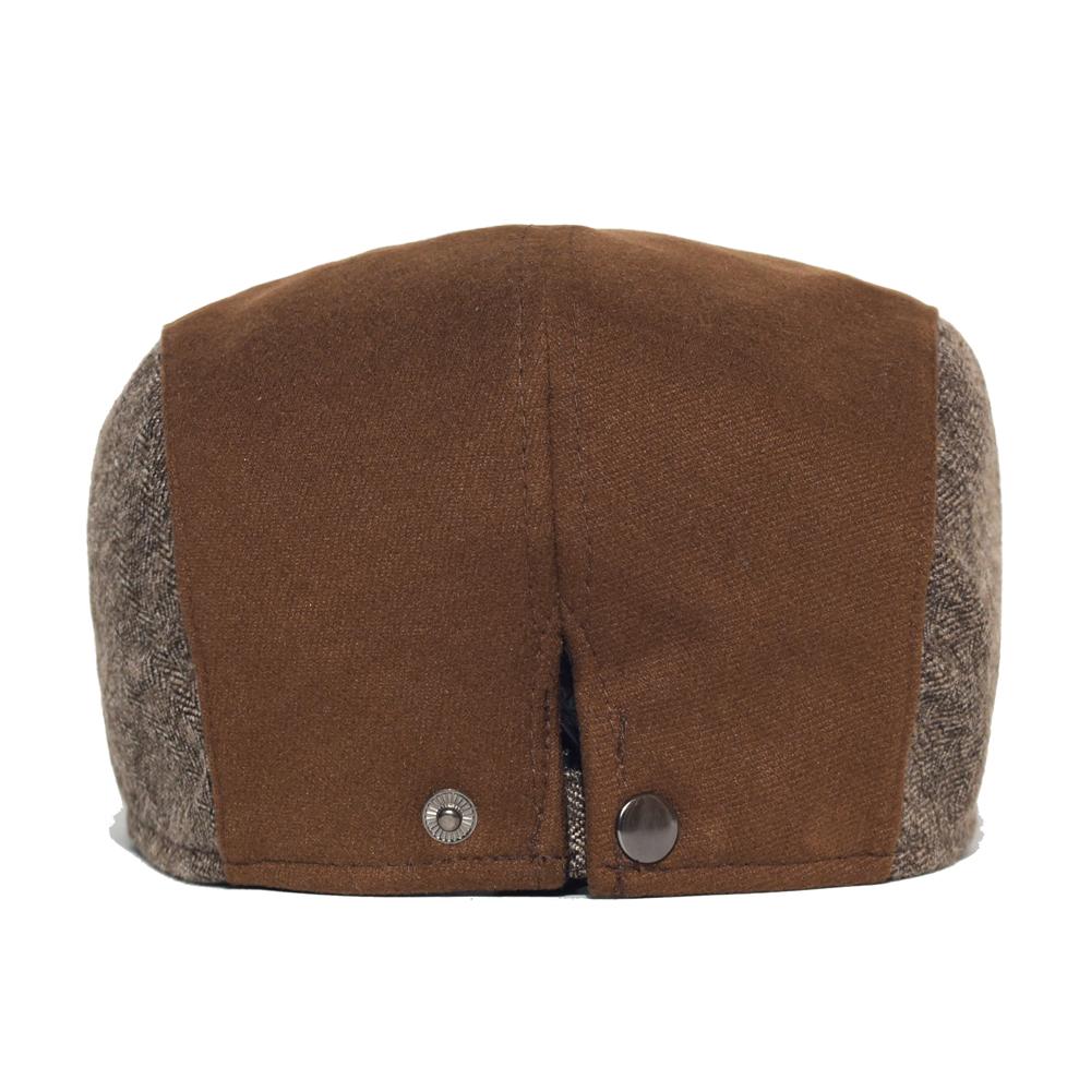 Vintage Herringbone Newsboy Cap Men Women Winter Thick Warm Casual Stripe Berets Gatsby Flat Hat Peaked Cap Adjustable Patchwork