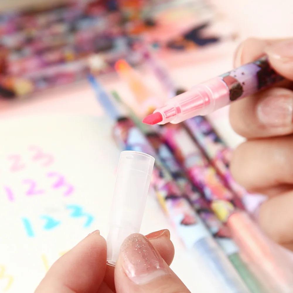 Korean Pop Demon Hunters Highlighter Writing Tool Kit Huntrix Rumi Animation Dual Tip Markers Journaling Drawing DIY School Useful Stationery Presents