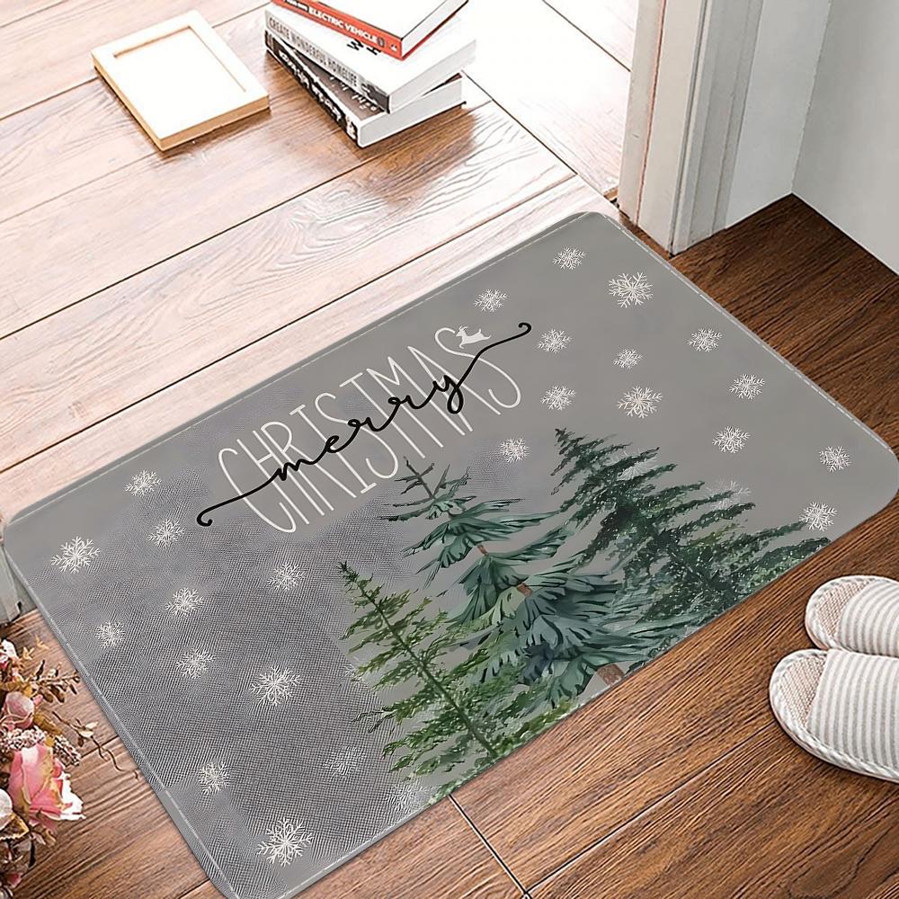 Winter Christmas tree Snowman Doormat Non-Slip Entrance Doormat Home Decor Carpet for Living Room Rugs Bathroom Floor Rug