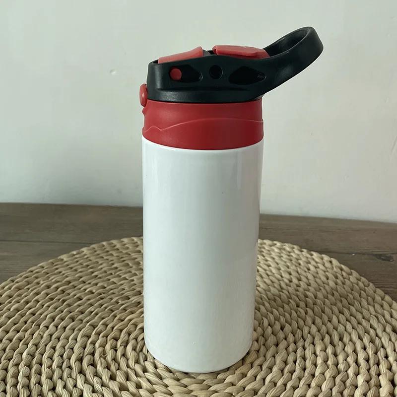 12oz Sublimation Straight Sippy Cup Flip Top Kids Bottle Stainless Steel Double Wall Water Tumbler With Straw Sippy Bottle