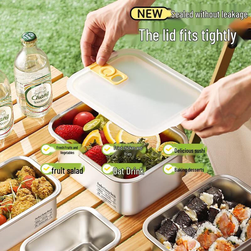 304 Stainless Steel Rectangular Food Storage Container with Lid