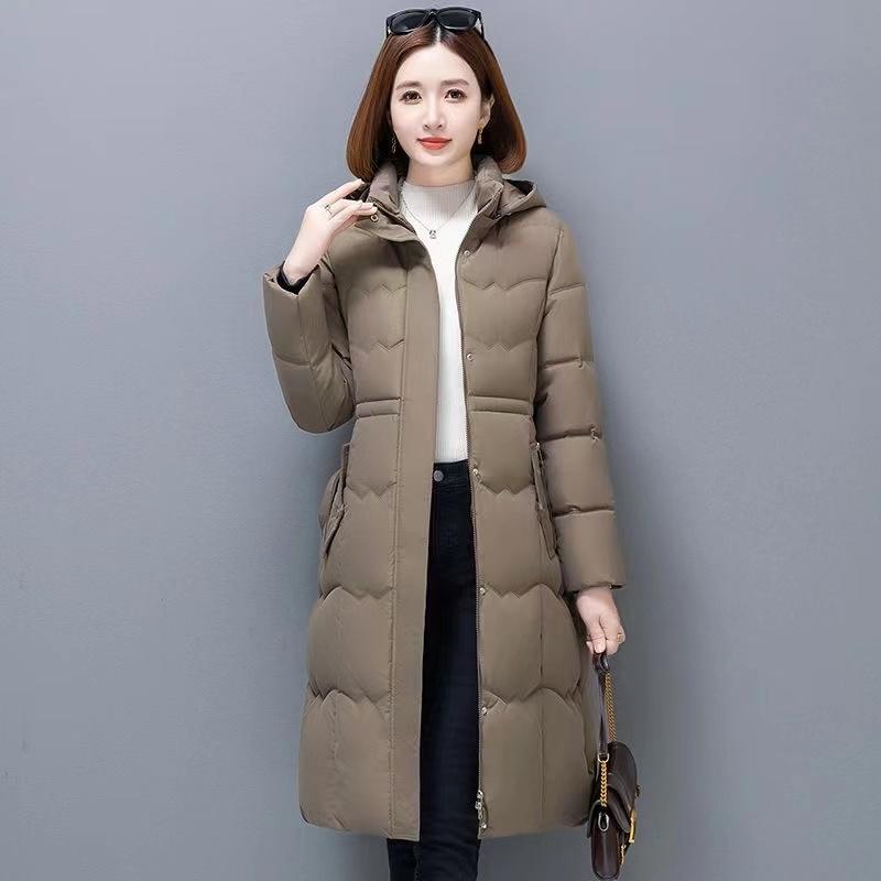 Winter Parka Women Puffer Jacket Thickened Slim Cotton-padded Jacket Warm Fur Collar Hooded Long Sleeve Coat Outerwear