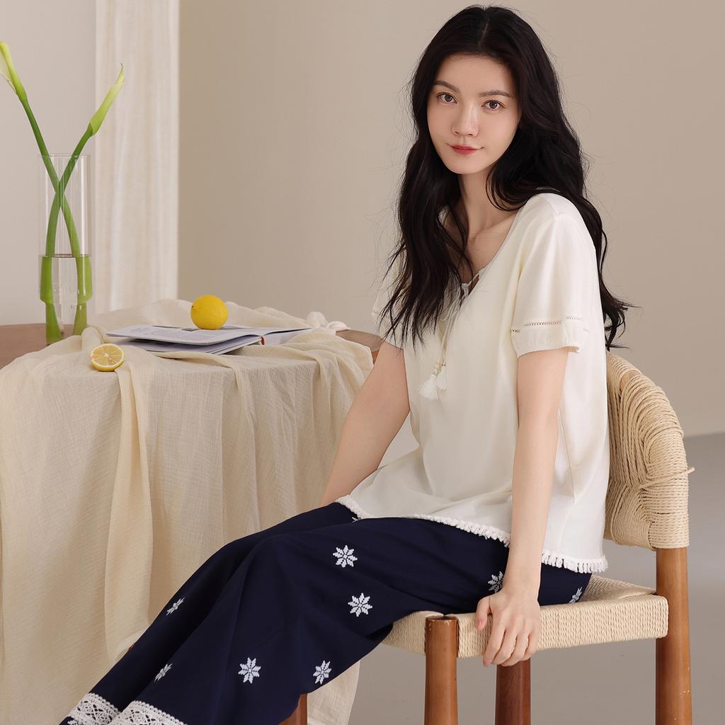 Pure Cotton Women's Pajamas with Chest Pads Women's 1011 New Spring and Summer Anti-bumping Students Can Wear Loungewear Suit