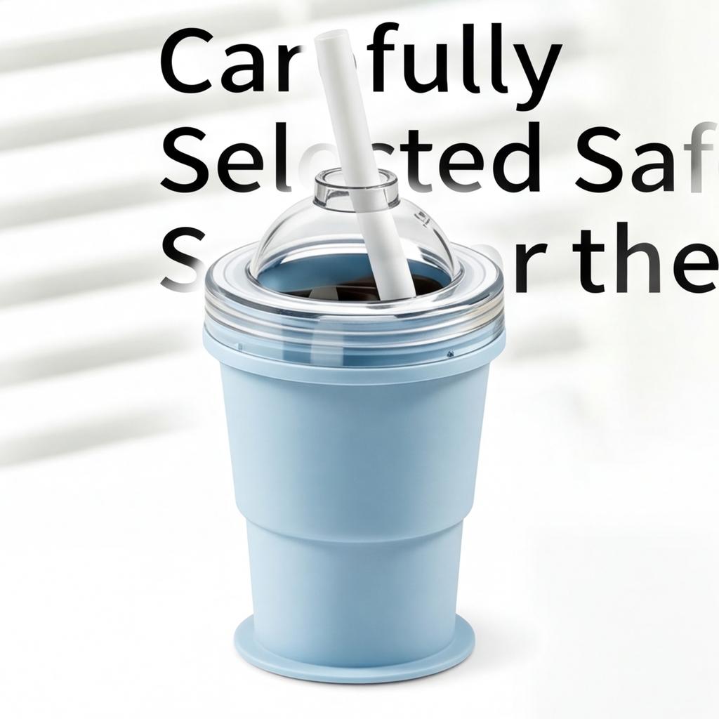 Silicone Ice Ball Mold 10.2cm Collapsible 2-in-1 Foldable Tumbler Cup - Leakproof Reusable Portable Cup for Travel Gym Outdoor-Blue
