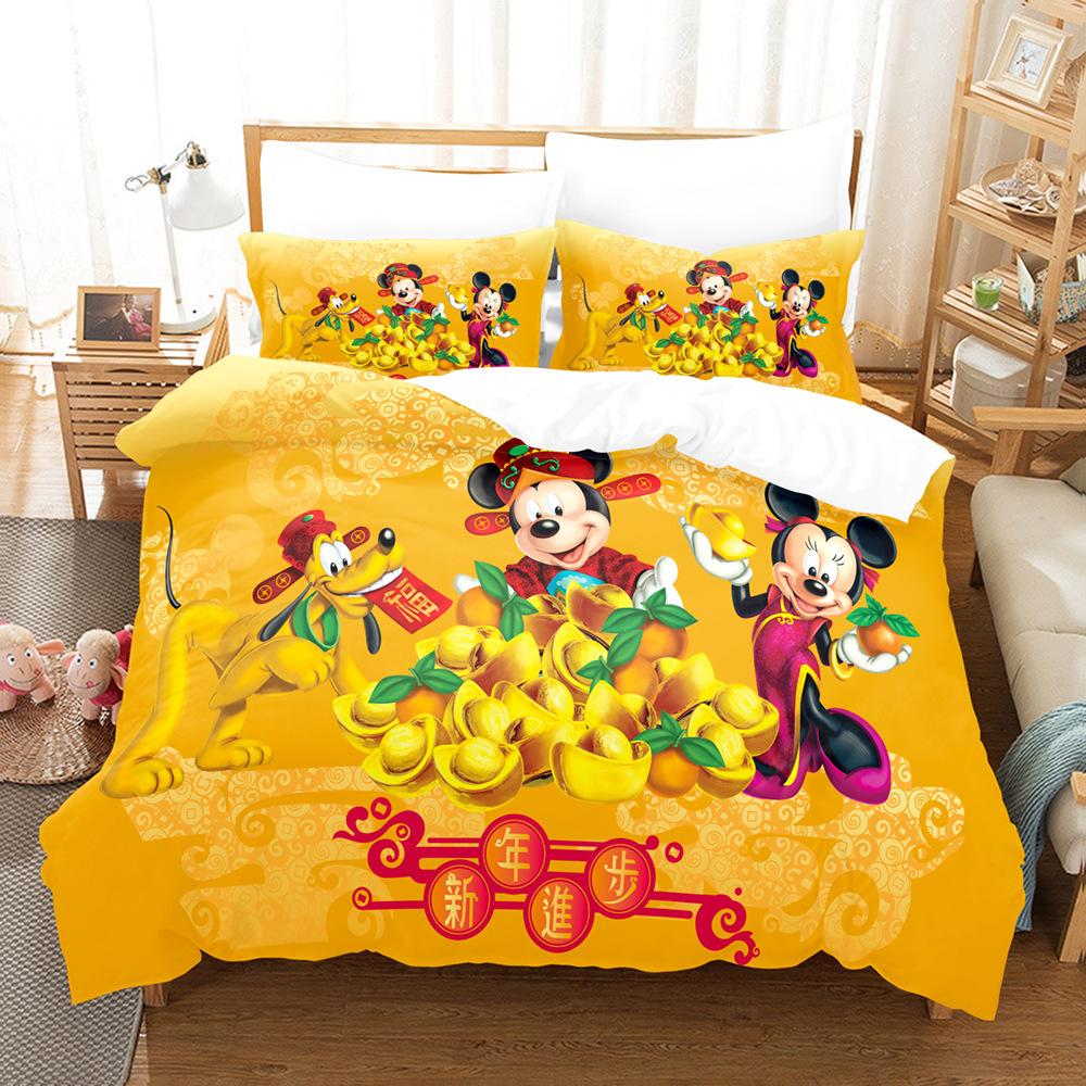 3D Cartoon Animation Bedding Three-Piece Digital Printing Microfiber Polyester Cotton Quilt Cover