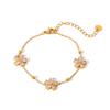Titanium Steel Bracelet with Zirconia Butterfly Shell Waterdrop Flower Charms Pig Nose Clasp Design