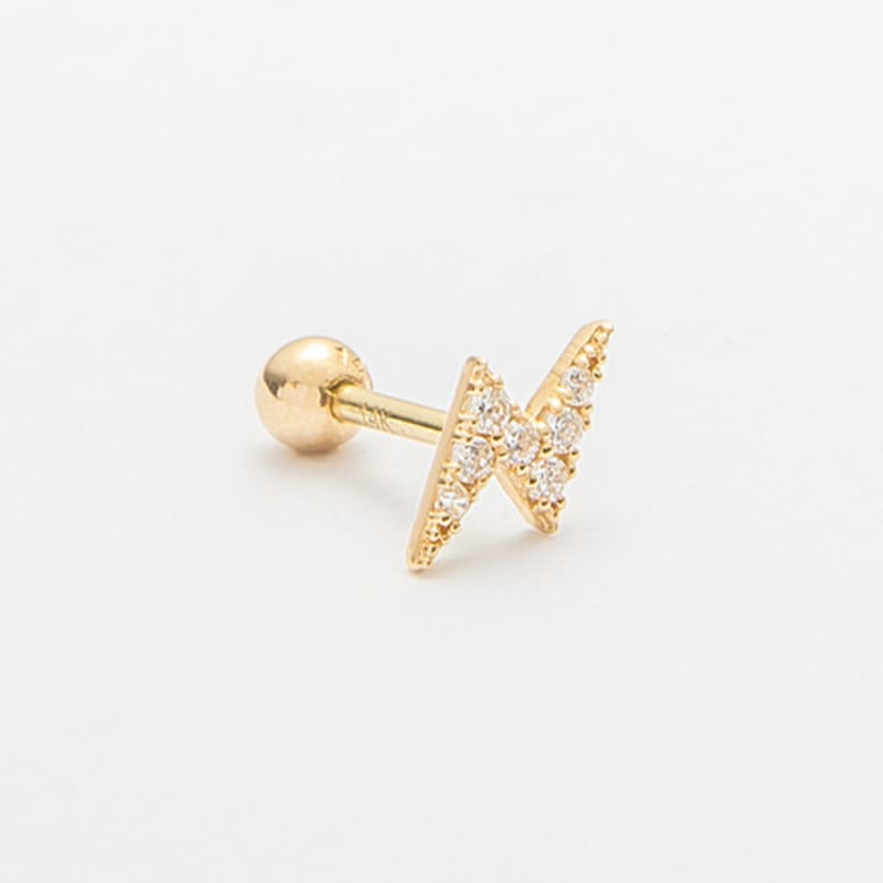 LUNNE 14k Lightning Cubic Piercing (14k Gold) (Bar Thickness 1mm) #PIB10