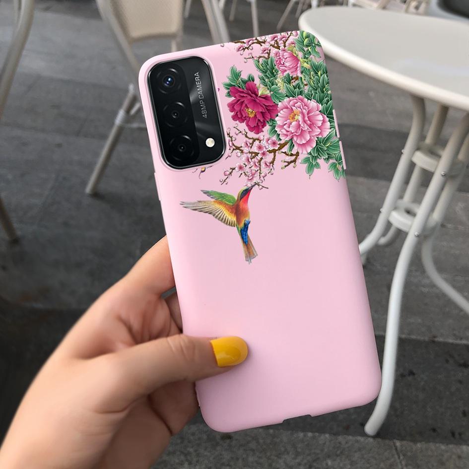 A74 Fodral För OPPO A74 CHP2219 Fodral Lyxigt Fjäder Dinosaurie Daisy Mönster Bakre Skydd För OPPO A74 5G CPH2197 A 74 Mjuk Capa