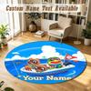 Animal Crossing Personalized Round Rug Support Custom Name, Soft Home Decor Mat