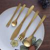 304 Edelstahl Weidenblatt Ins Design Steakmesser Gabel Löffel Westliches Besteck Japanischer Kaffeelöffel Vintage Gold Kuchengabel