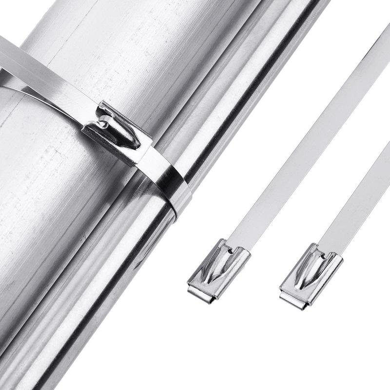 100Pcs Width 7.9mm Ties Multi-Purpose Locking Cable Metal Zip Ties Stainless Steel Zip Tie Exhaust Wrap Coated Locking Cable