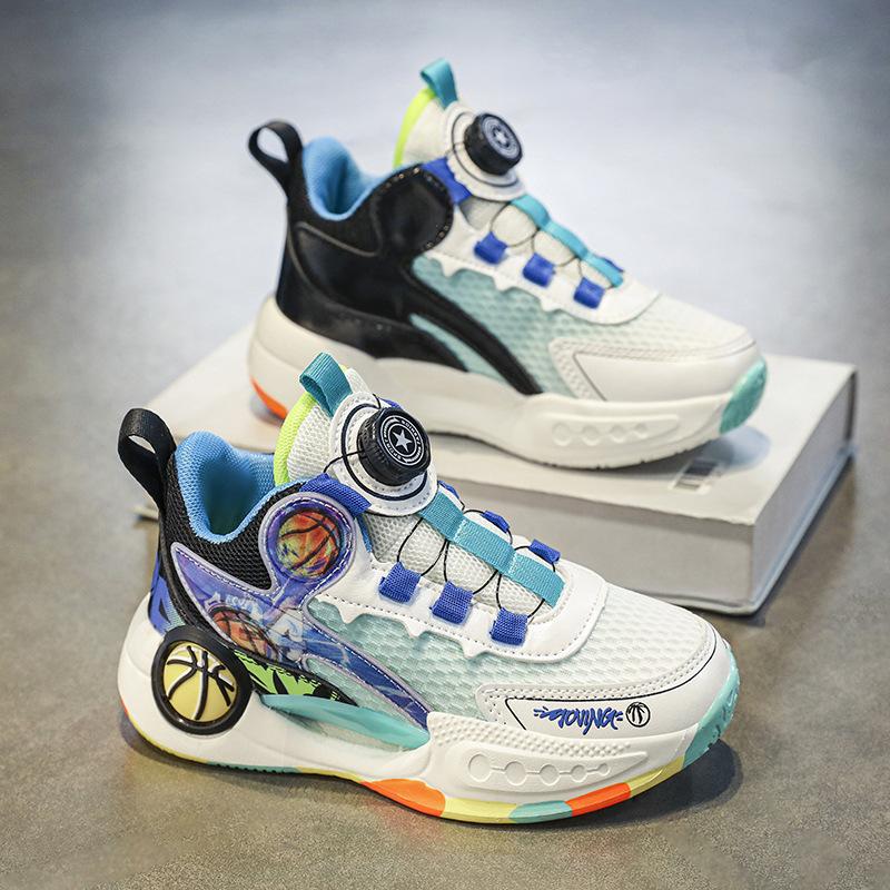 Boys basketball shoes 2025 new mesh breathable children's shoes non-slip running shoes medium and older children's fashion sports shoes