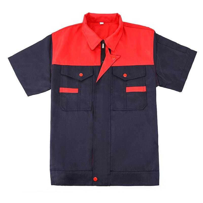 Summer Workshop Durable Polyester Reflective Workwear Set - Short-Sleeve Auto Repair Uniform