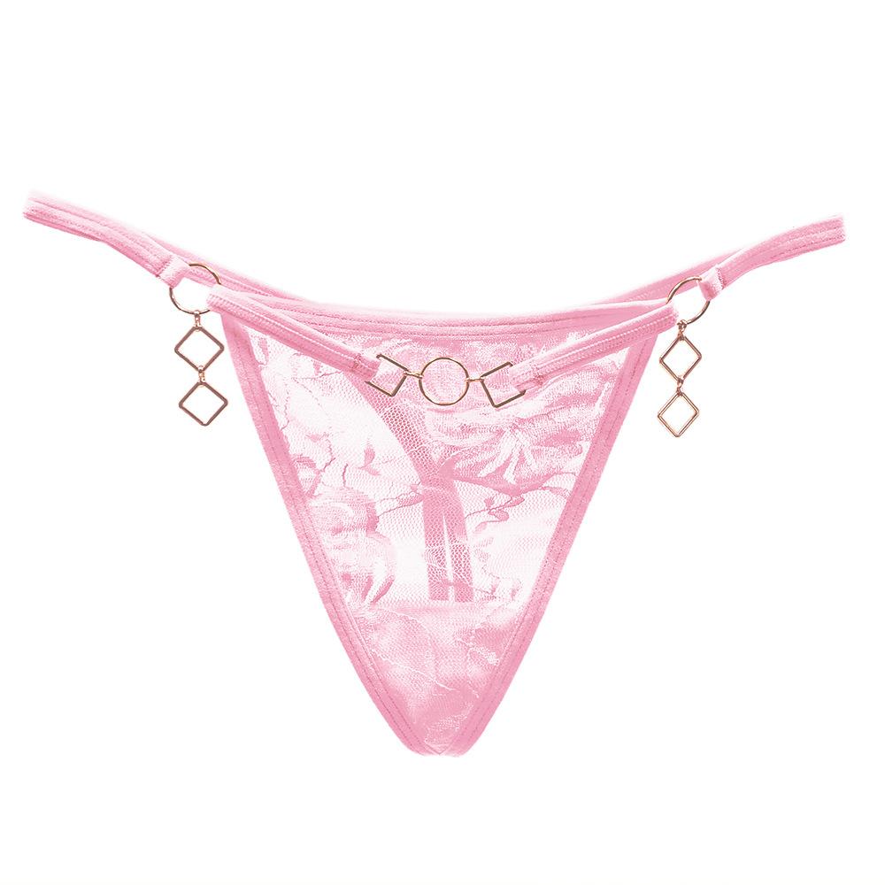 Fashion Metal Chain Spice Girls Underwear Wear Thong Female Seduction Lace Interwoven Hollow Waist Sexy Panties