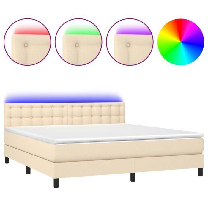 Maison Exclusive - Sommier à lattes de lit avec matelas LED Crème 160x200 cm Tissu