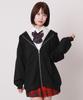 WEGO Big Zip Loose Plus Size Long for High School and Perfect for and Fall and Winter F Type Black Women's Hoodie, Fit, Sweatshirt, Sleeve, Students,