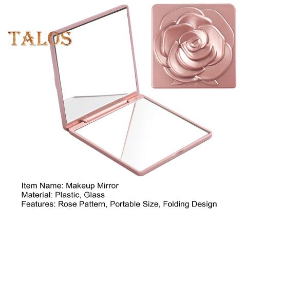 Portable Foldable Makeup Mirror Vintage Rose Double-sided Vanity Mirror High Clarity Men Women Pocket Travel Handheld Square Cosmetic Mirror