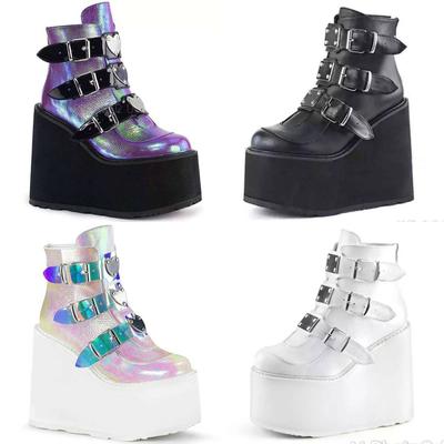 Women Buckle Ankle Boots Winter Platform Boots Punk Women Wedge High Heel Boots Women Boots