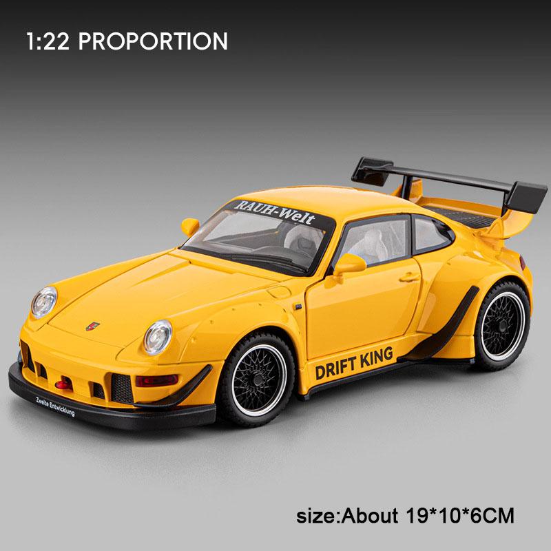 1:22 Scale RWB 993 Z4 Car Model Toy Alloy Diecast Sound Light Doors Opened Foldable Rearview Mirror Models Toys Collectible Item
