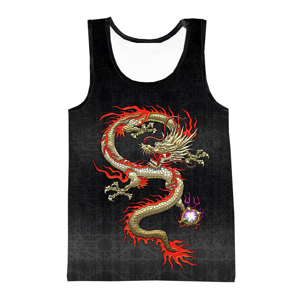 Dragon 3D Print Tank Tops Men's Fashion Streetwear Oversized Sleeveless Tank Top Bodybuilding Fitness Gym Male Vest Man Clothing