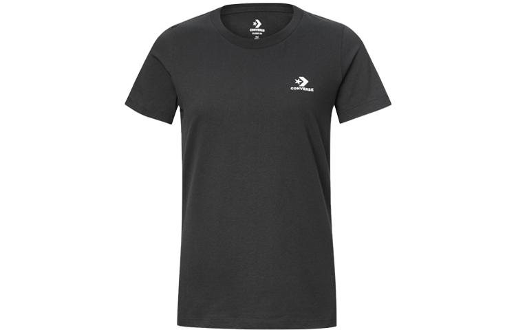 Converse T Shirts Women s Black Crew Neck Moderate Straight Fit 10020804-001 S