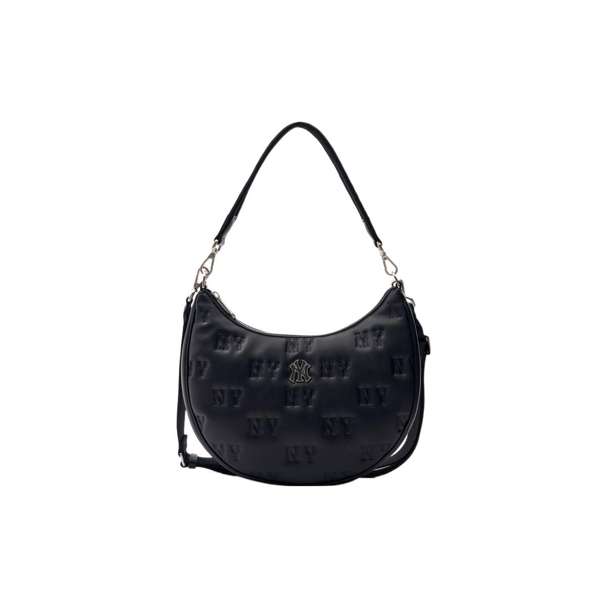 

MLB New York Yankees Floral Pattern Embossed Faux Leather Crossbody Shoulder Bag Women Bags Black 3ABQS093N-50BKS Black