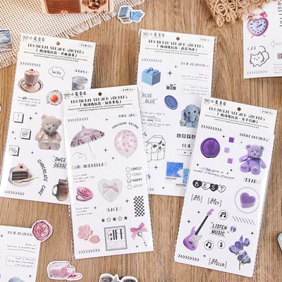 4 Sheets Cartoon Diary Decorative Materials Paper Cute Handwritten Sticker